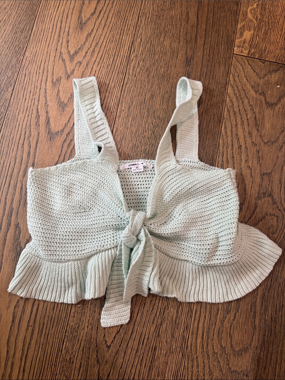 O'Neill Mint Green Knit Tie-Front Crop Top